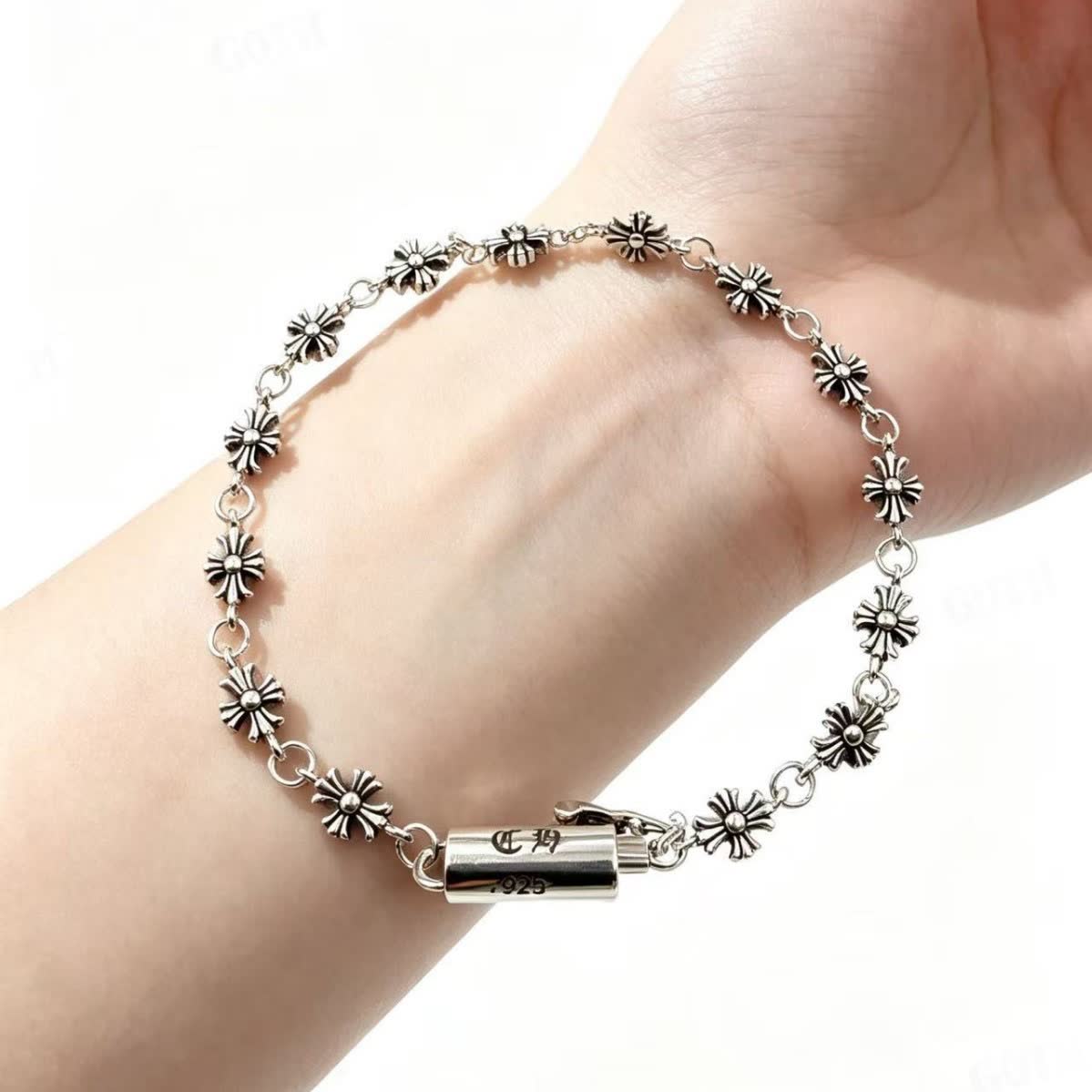 Chrome Hearts Sterling Silver Flower Bracelet